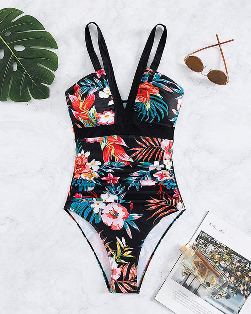 Zahara |  Floral Tummy Covering Swimsuit