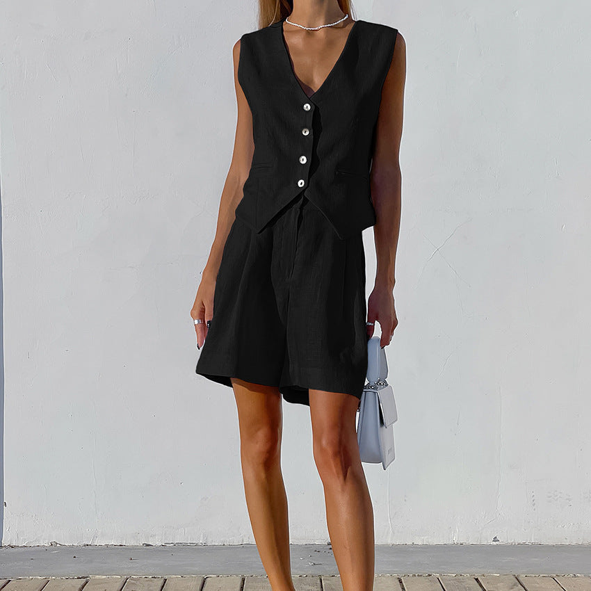 Cyrene | Tailored Vest and Shorts Set