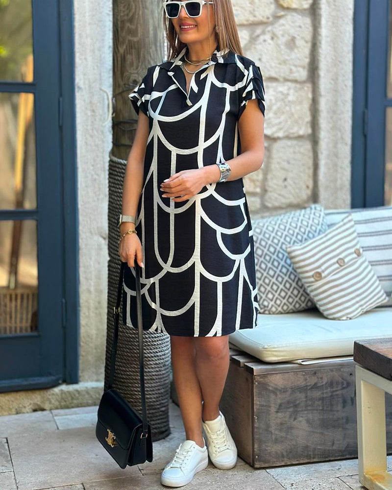 Charity | Geometric Print Polo Dress