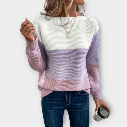 Maria | Elegant Tri-Color Patchwork Sweater