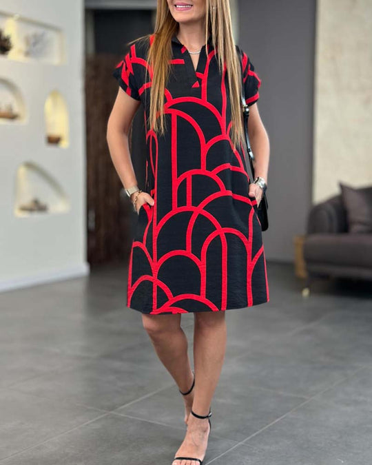 Charity | Geometric Print Polo Dress