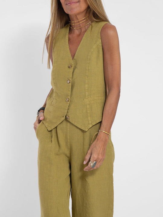 Aaliyah | Buttoned Vest & Wide-Leg Trousers Set