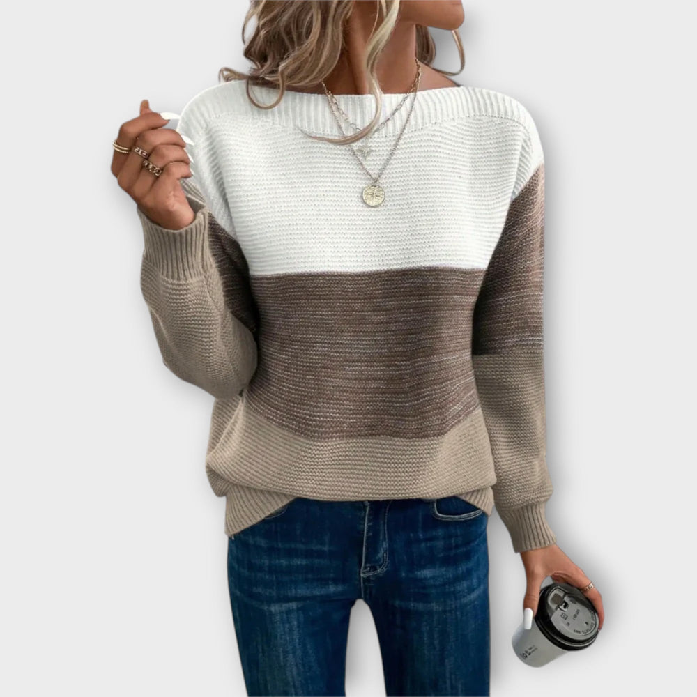 Maria | Elegant Tri-Color Patchwork Sweater