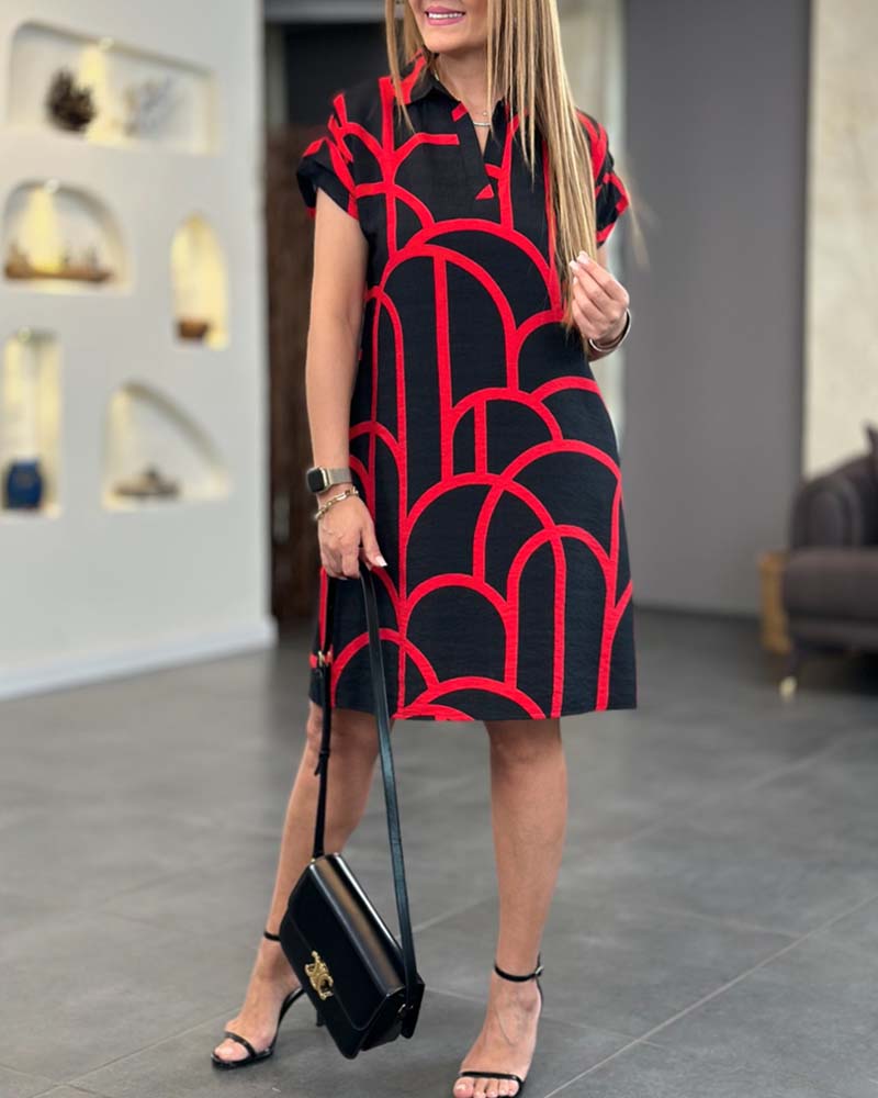 Charity | Geometric Print Polo Dress
