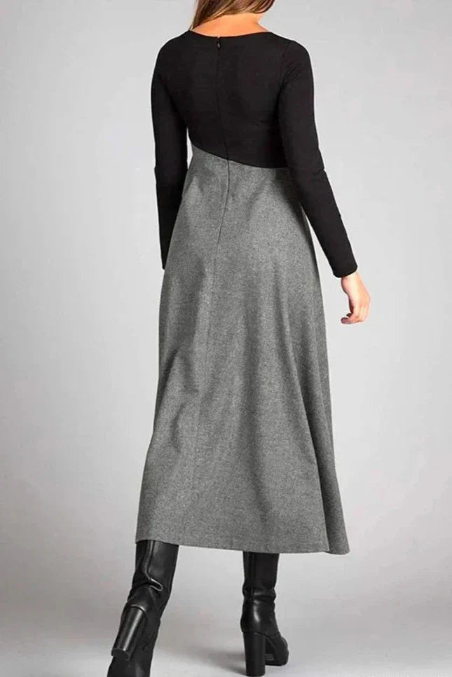 Olive - Elegant Two-Tone Dress