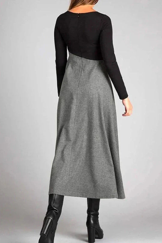 Olive - Elegant Two-Tone Dress