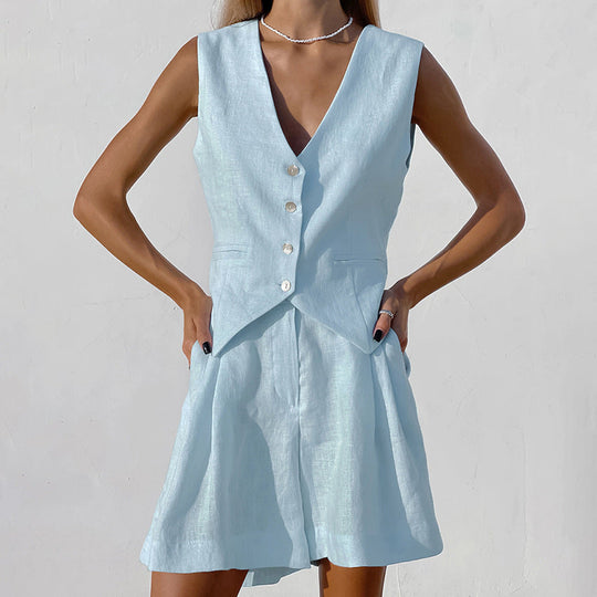 Cyrene | Tailored Vest and Shorts Set