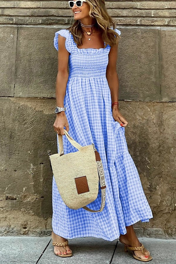 Romina | Elegant Plaid Summer Dress