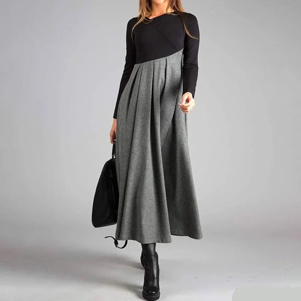 Olive - Elegant Two-Tone Dress