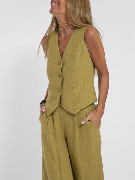 Aaliyah | Buttoned Vest & Wide-Leg Trousers Set