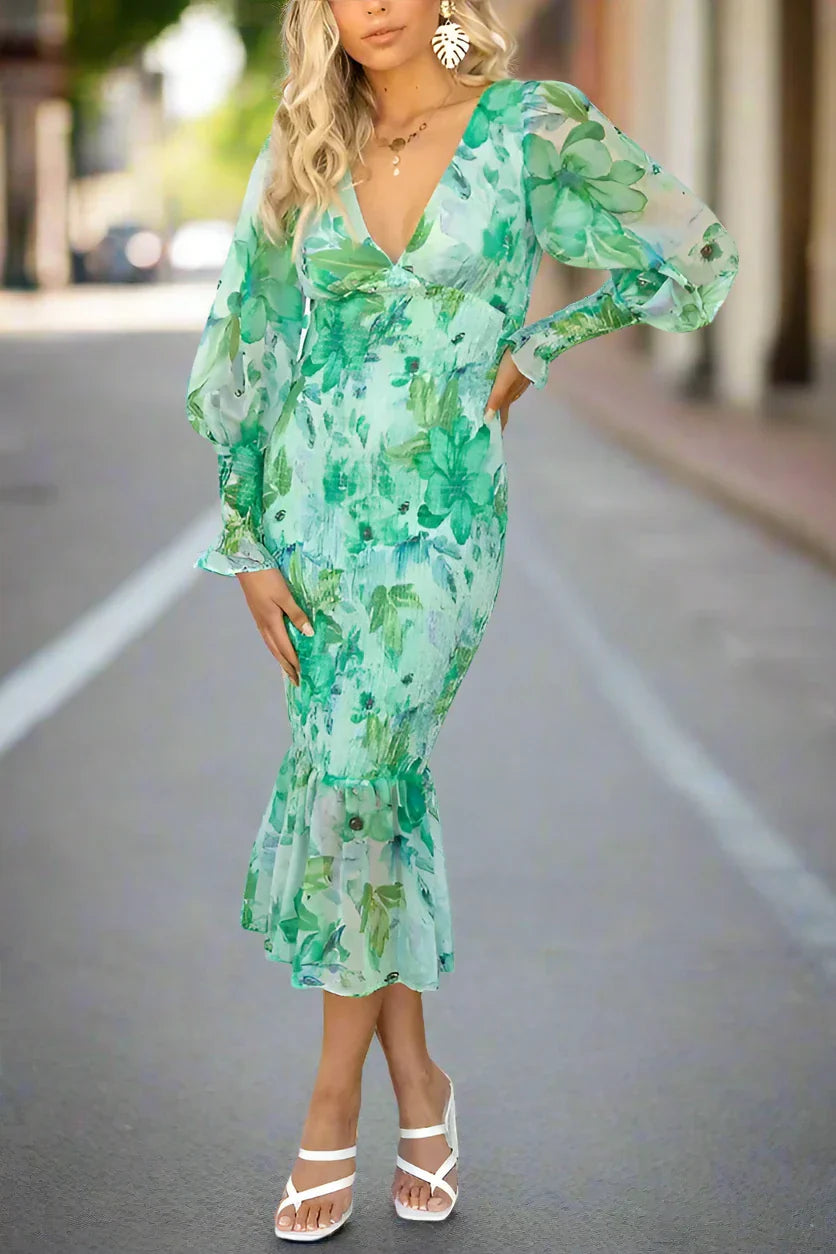 Clarity | Floral Ruffle Midi Dress
