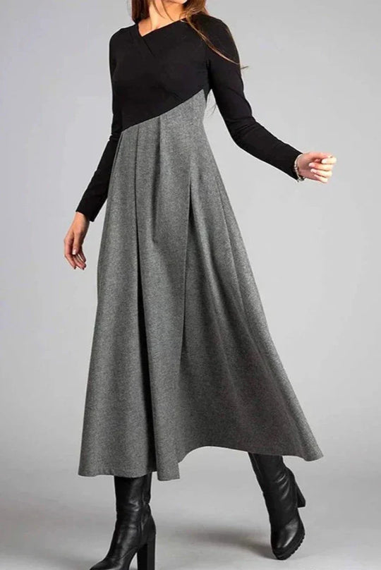 Olive - Elegant Two-Tone Dress