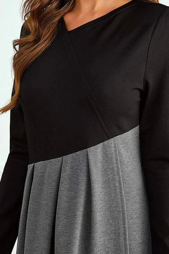 Olive - Elegant Two-Tone Dress