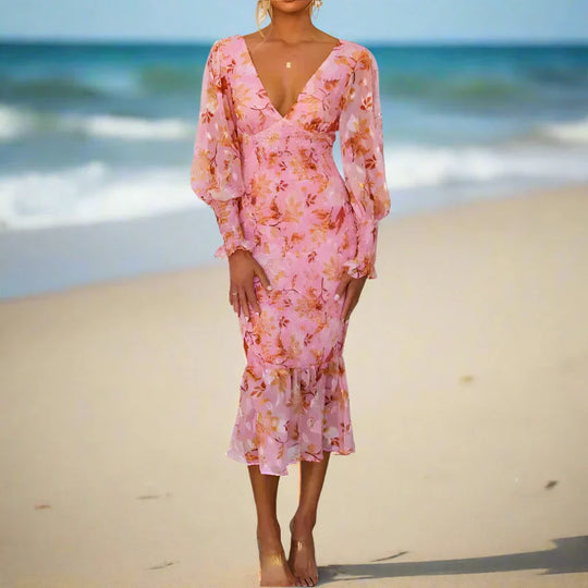 Clarity | Floral Ruffle Midi Dress