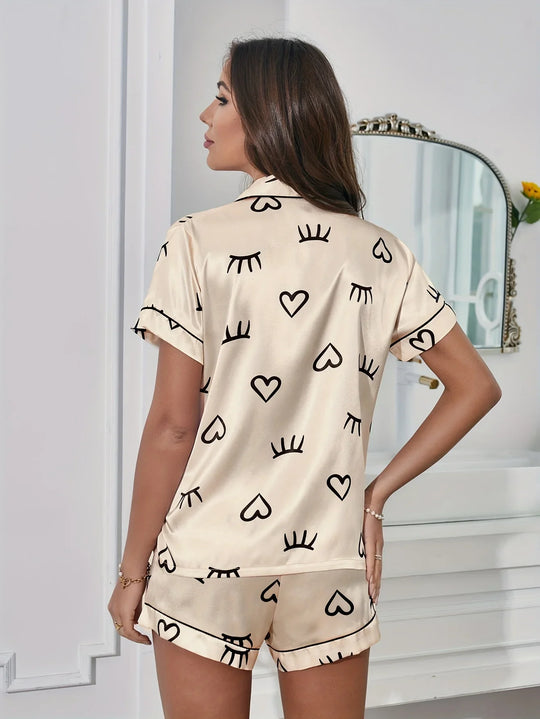 Zendaya | Heart & Eyelash Print Pyjama Set