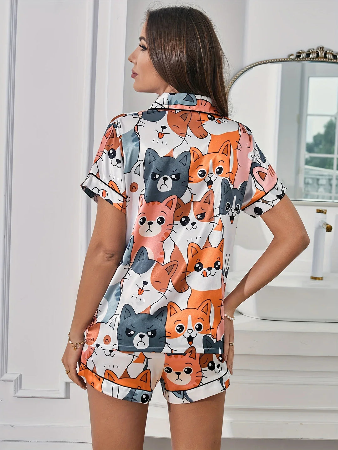 Camille | Cute Cat & Puppy Print Pajama Set