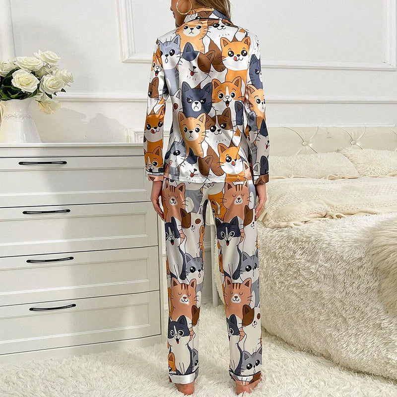Stephanie | Cute Cat Print Pajama Set