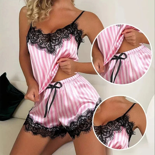 Zaylee | Lace V-Neck Pajama Shorts Set