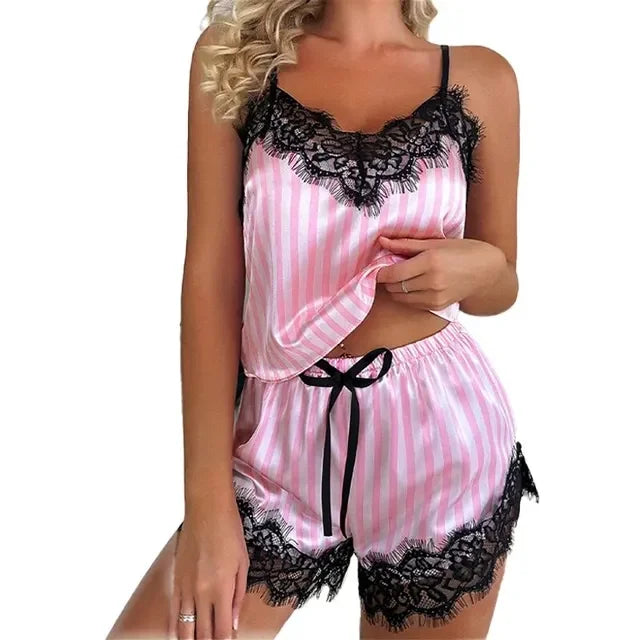 Zaylee | Lace V-Neck Pajama Shorts Set