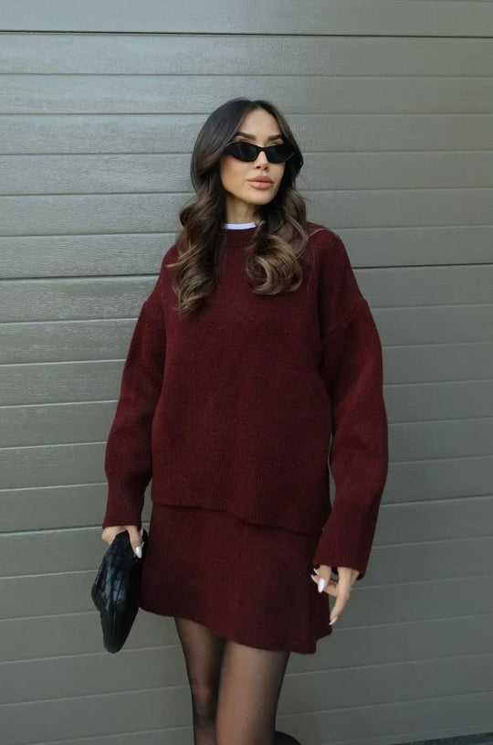 Camellia | Heathered Sweater & Skirt Duo