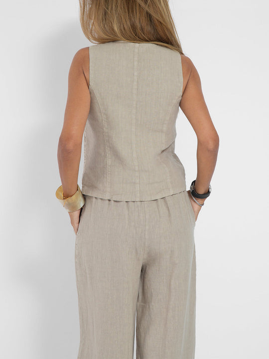 Aaliyah | Buttoned Vest & Wide-Leg Trousers Set