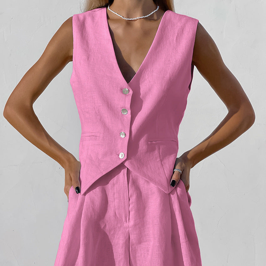 Cyrene | Tailored Vest and Shorts Set