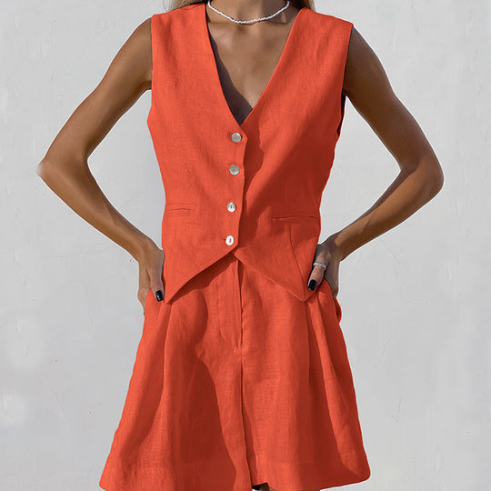 Cyrene | Tailored Vest and Shorts Set