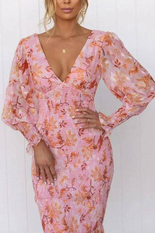 Clarity | Floral Ruffle Midi Dress