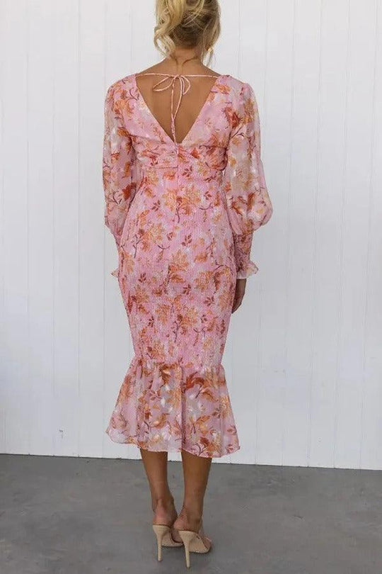 Clarity | Floral Ruffle Midi Dress