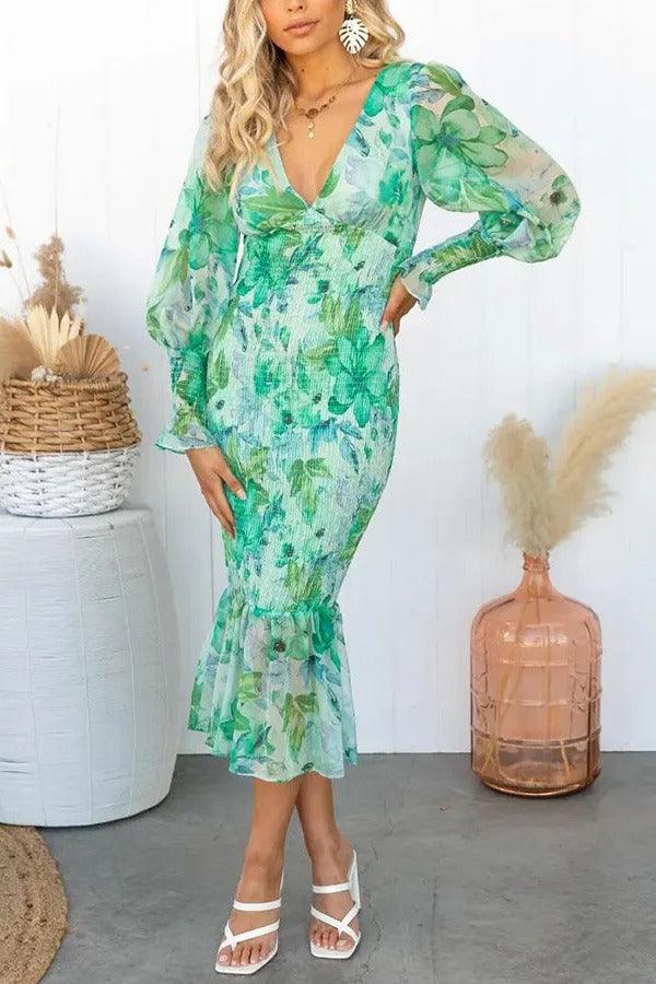 Clarity | Floral Ruffle Midi Dress
