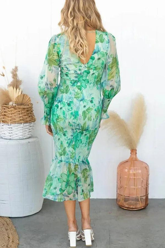 Clarity | Floral Ruffle Midi Dress