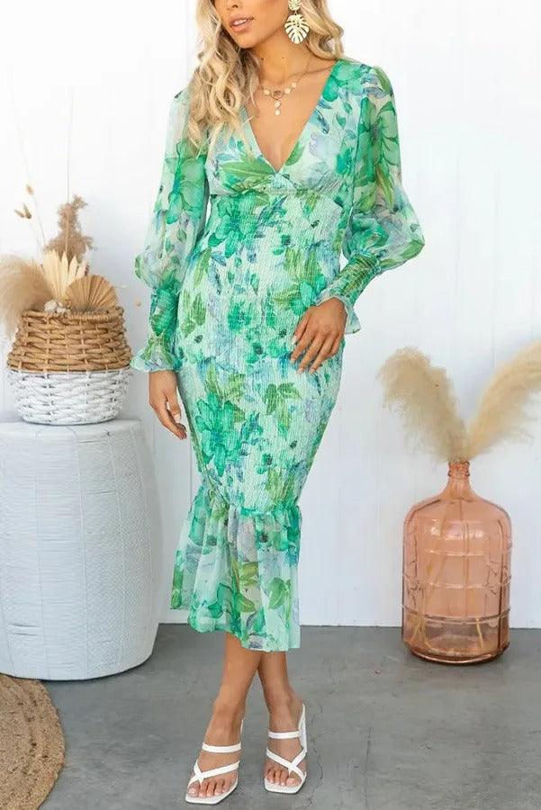 Clarity | Floral Ruffle Midi Dress