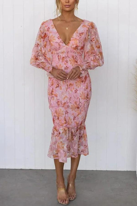 Clarity | Floral Ruffle Midi Dress