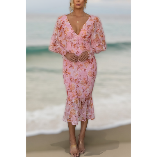 Clarity | Floral Ruffle Midi Dress