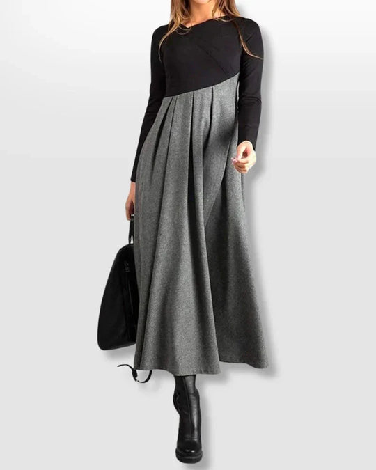 Olive - Elegant Two-Tone Dress